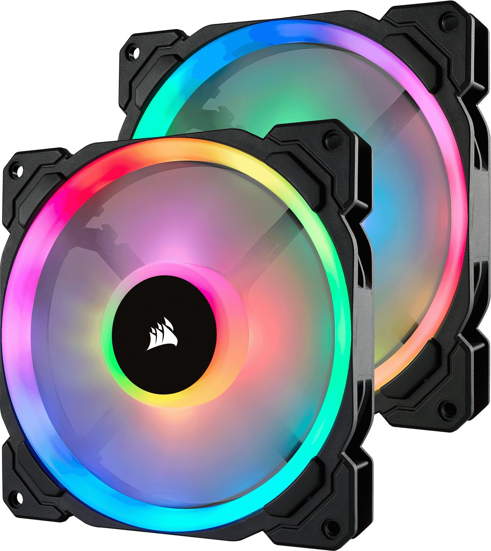 CORSAIR Fan LL140 RGB 120mm Dual Light Loop RGB LED PWM Fan 2 pack with Lighting Node Pro